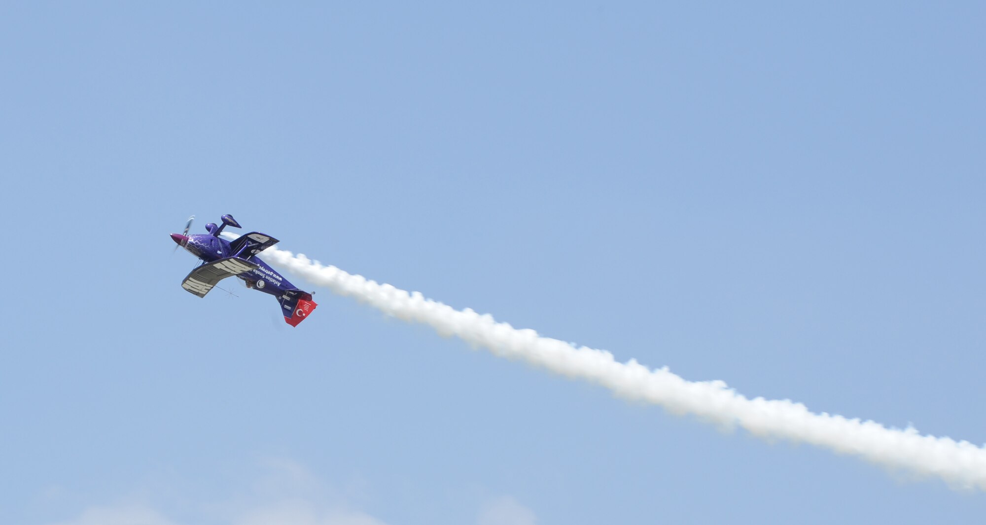 ‘Ali,’ an aerobatic performer, performs at “Air Show Turkiye” June 9, 2011, at the 2nd Main Jet Base Command, Cigli Air Base, Turkey. The air show was the leading event to celebrate the 100th anniversary of the Turkish air force. More than 15 countries and 60 Chiefs of Air Forces attended the event held outside the western coastal city of Izmir. (U.S. Air Force photo by Tech. Sgt. Valda Wilson/Released)