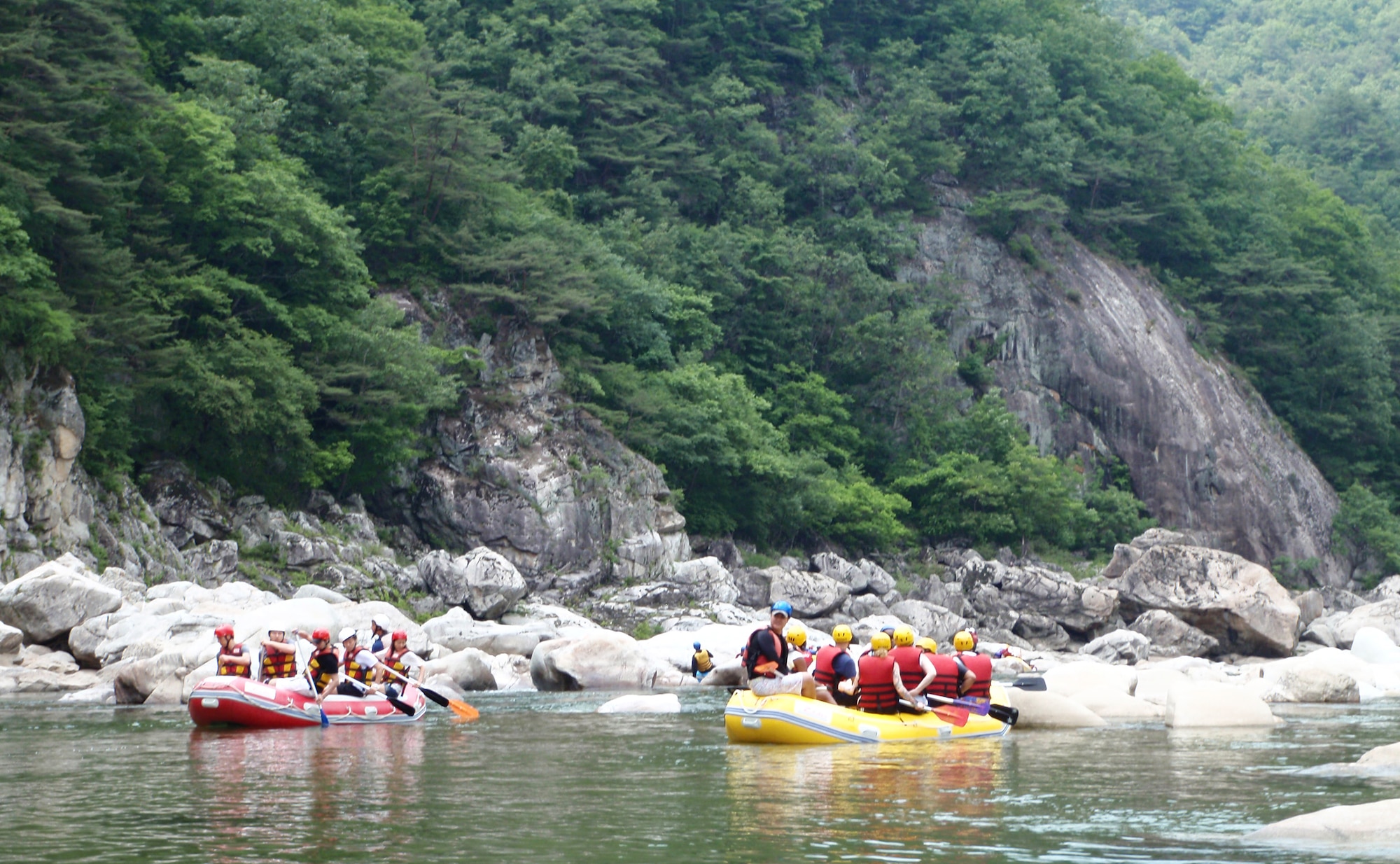 Osan’s Outdoor Recreation office offers several trips throughout the summer months that can not only relieve stress but also give someone a chance to get out and experience something different here.These photos are from a rafting trip down the Naerincheon River on June 18. For more information on other trips available contact ODR at 784-4007. (U.S. Air Force photo/Staff Sgt. Chad Thompson)