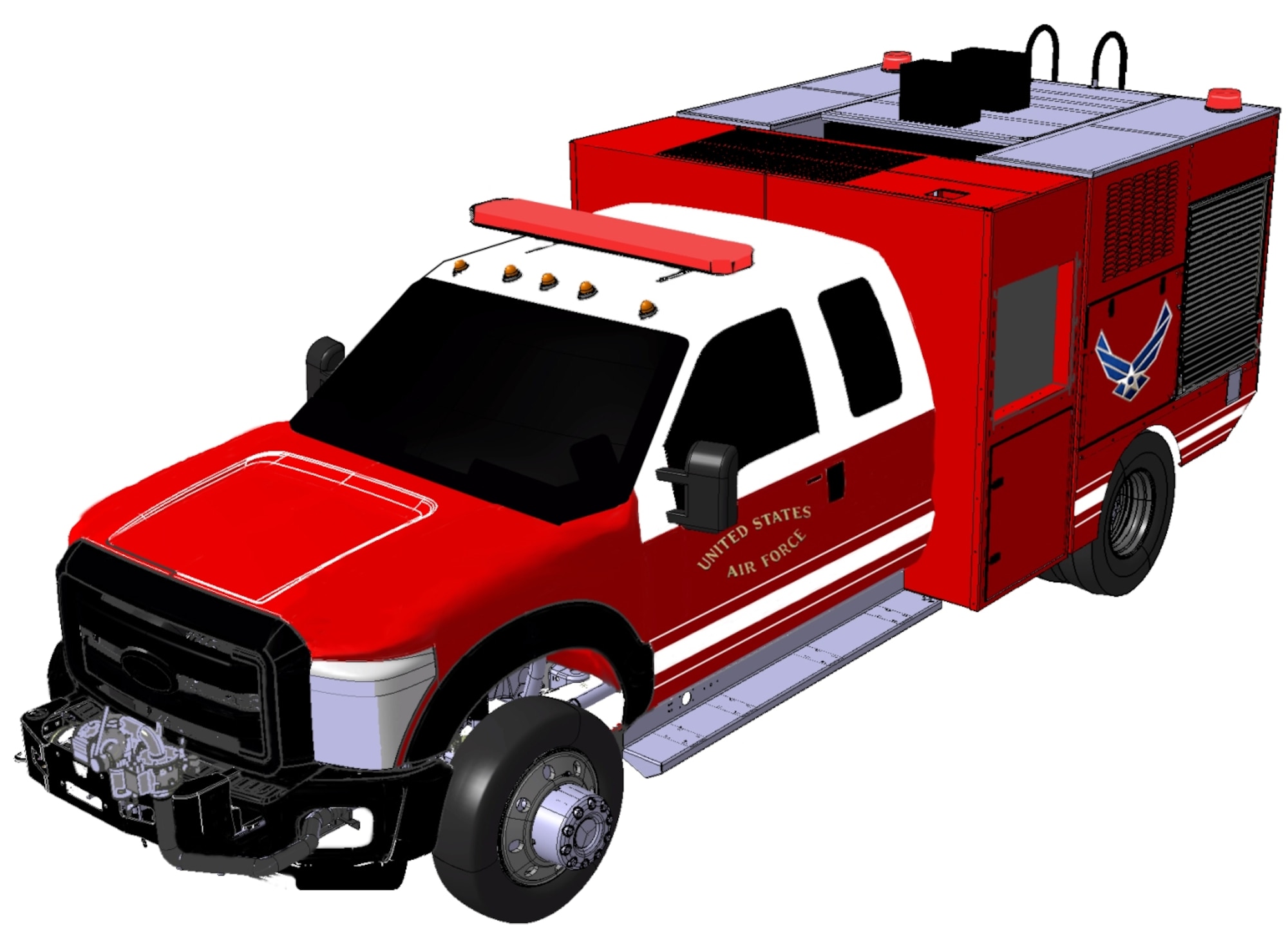 The P-34 Rapid Intervention Vehicle will be the first firefighting vehicle in the Air Force to use new ultra high pressure firefighting technology. (U.S. Air Force Photo/Pierce Manufacturing)