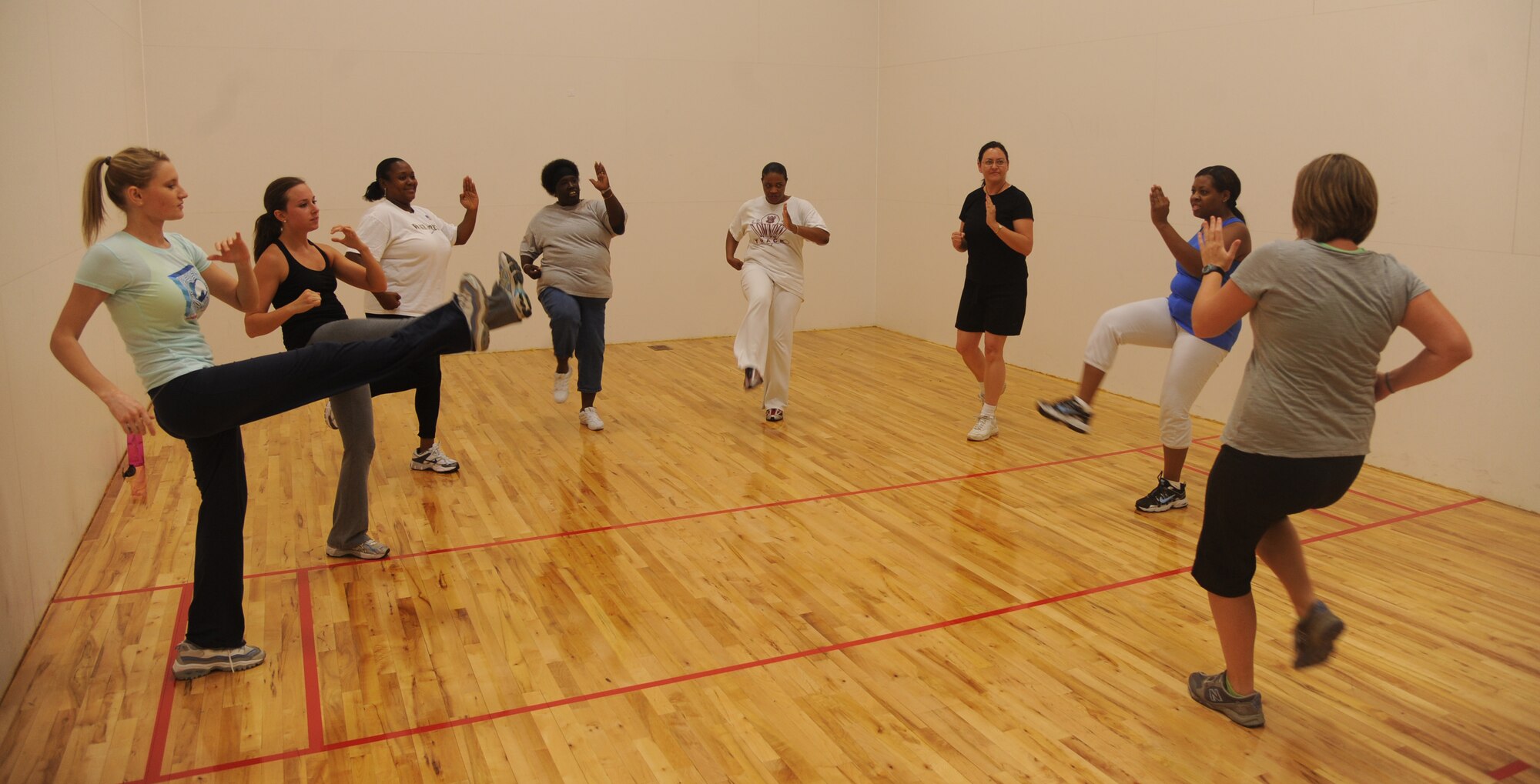Women learn new techniques to fight off attackers at a women’s self defense class June 21, 2011, at Moody Air Force Base, Ga. The two-week course covers skills to teach women how to protect themselves if ever attacked. (U.S. Air Force photo by Airman 1st Class Paul Francis/Released)