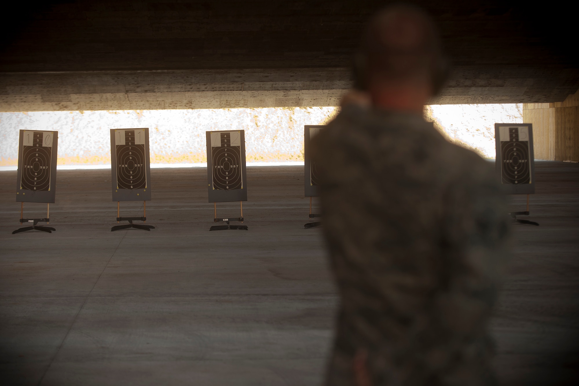 Targets await to be fired upon at the combat arms shooting range during the Excellence In Competition Shooting event at Moody Air Force Base, Ga., June 21, 2011. The competition is a three-day, base wide event where Airmen compete against each other. The best shooters will be rounded out in the top ten percent. (U.S. Air Force photo by Airman 1st Class Joshua Green/Released)     