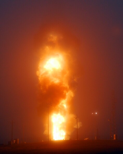 VANDENBERG AIR FORCE BASE, Calif. -- Team Vandenberg launched an unarmed operational test Minuteman III intercontinental ballistic missile at 6:35 a.m., Wednesday, June 22, 2011 from Launch Facility-10 here. The missile's single reentry test vehicle traveled approximately 4,200 miles to a pre-determined target near the Kwajalein Atoll in the Marshall Islands. (U.S. Air Force photo/Joe Davila)