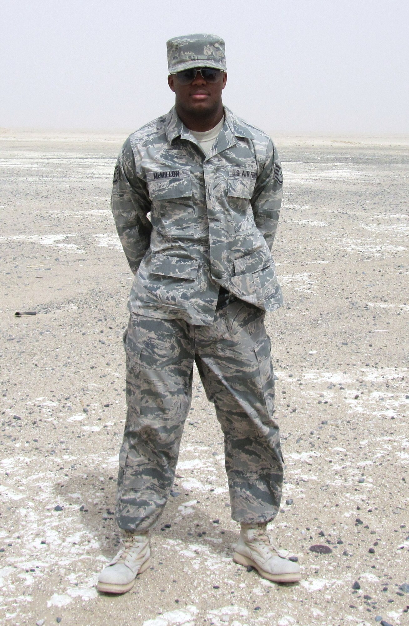 Staff Sgt. Brye McMillon, Jr. is currently deployed from the 633d Contracting Squadron to the 386th Expeditionary Contracting Squadron where he serves as a Contingency Contracting Officer. Sergeant McMillion provides contracting support for everything from new equipment in the fitness center, basewide services to multi-million dollar construction projects. (Courtesy photo/Staff Sgt. Brye McMillon, Jr.)
