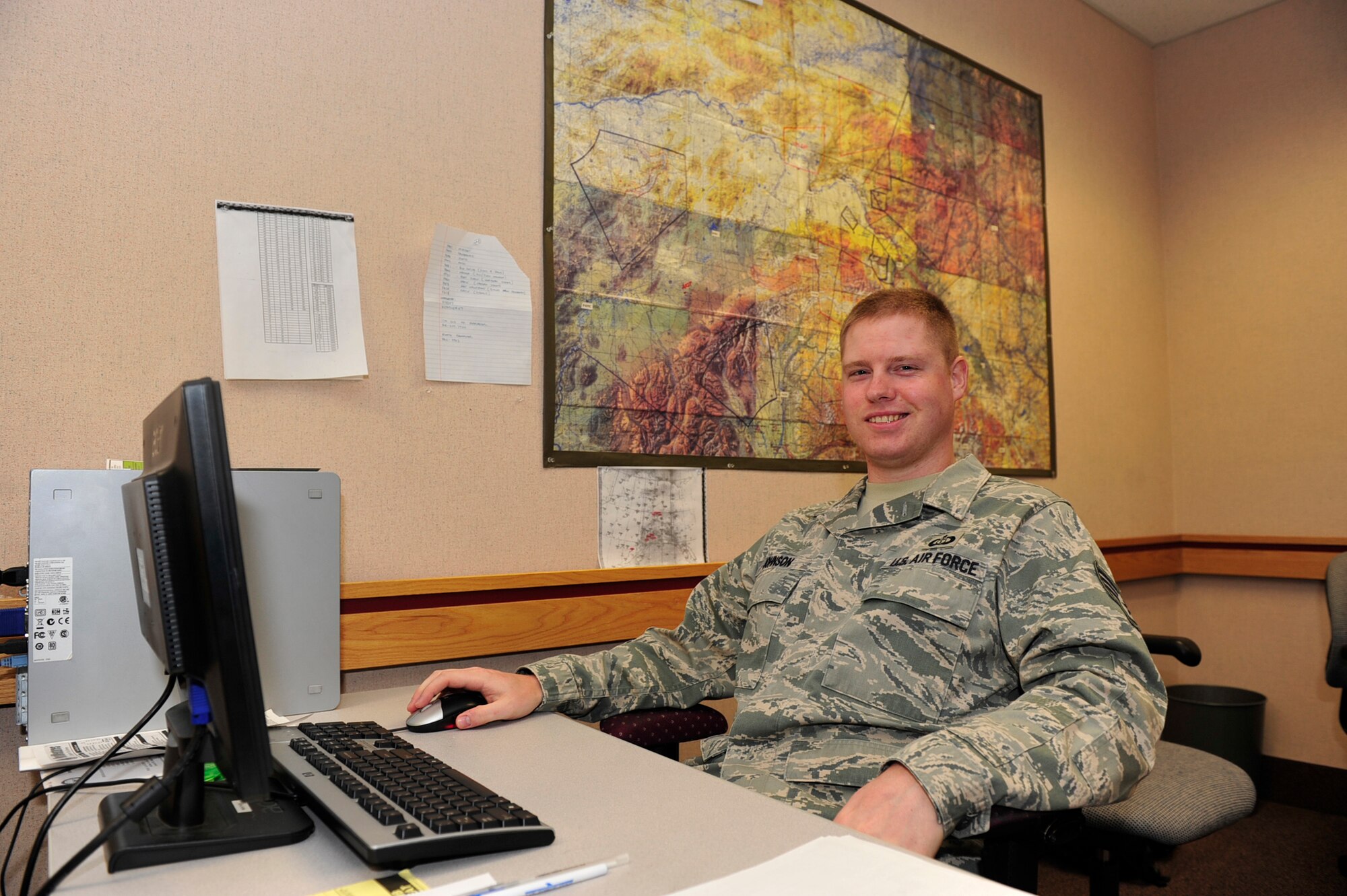U.S. Air Force Staff Sgt. Robert Johnson, a weather forecaster with the 366th Operations Support Squadron, Mountain Home Air Force Base, Idaho, poses for a photo at Eielson Air Force Base, Alaska, June 23. Sergeant Johnson is on temporary duty here in support of the Northern Edge Premier Joint Training Exercise. Sergeant Johnson is one of the 8,545 Airmen, who found out June 23 they were selected for promotion to technical sergeant. (U.S. Air Force photo/ Staff Sgt. Lakisha A.Croley)