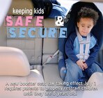 Effective July 1, a new law requires children 7 and under to be properly restrained in a booster seat. The law brings Georgia in line with age recommendations set by the National Highway Safety Traffic Administration. Any violations of the law will warrant citations, regardless of state residency or car registration. More information on the law can be found at this link: http://www.extension.caes.uga.edu/gtipi/pdffiles/TECHTALKVol6No2.pdf. (U.S. Air Force illustration by Staff Sgt. Jamal D. Sutter/Released)