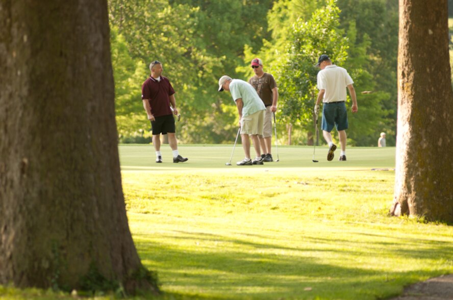 Members of the 139th Airlift Wing, Missouri Air National Guard, participate in the 13th Annual Chiefs Association golf tournament, at Fairview Golf Course, in Saint Joseph MO., on June 24, 2011. The Chiefs Association is made up of 20 chief master sergeants assigned to the 139th Airlift Wing. (U.S. Air Force photo by Senior Airman Sheldon Thompson/RELEASED)