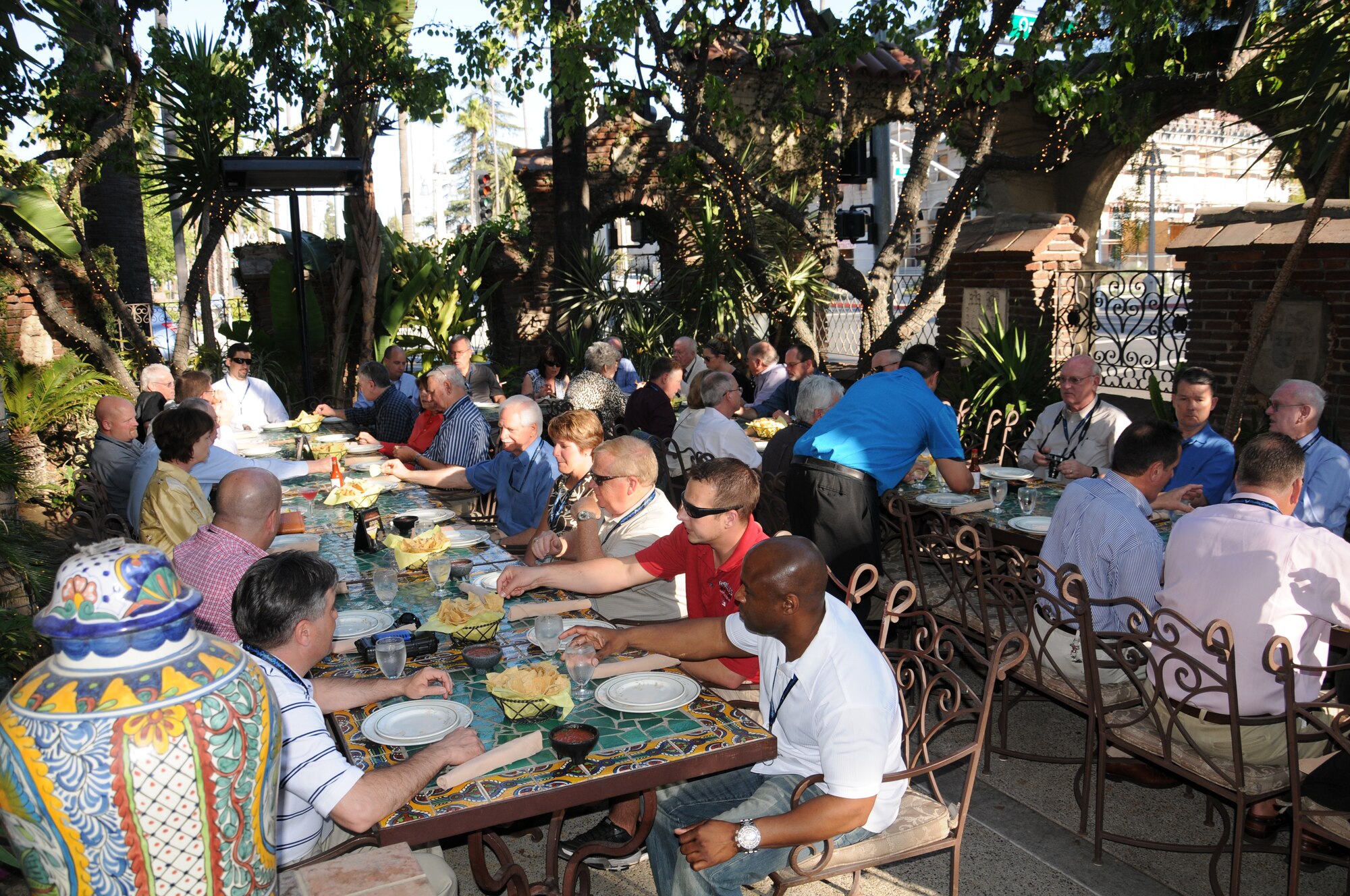 Civic Leaders enjoy dinner at the historic Mission Inn in downtown Riverside, Calif., during a civic leader tour hosted by the 446th Airlift Wing June 23-24. The wing hosted 40 civic leaders from the surrounding area of McChord Field. (U.S. Air Force photo by 2nd Lt. Denise Hauser)