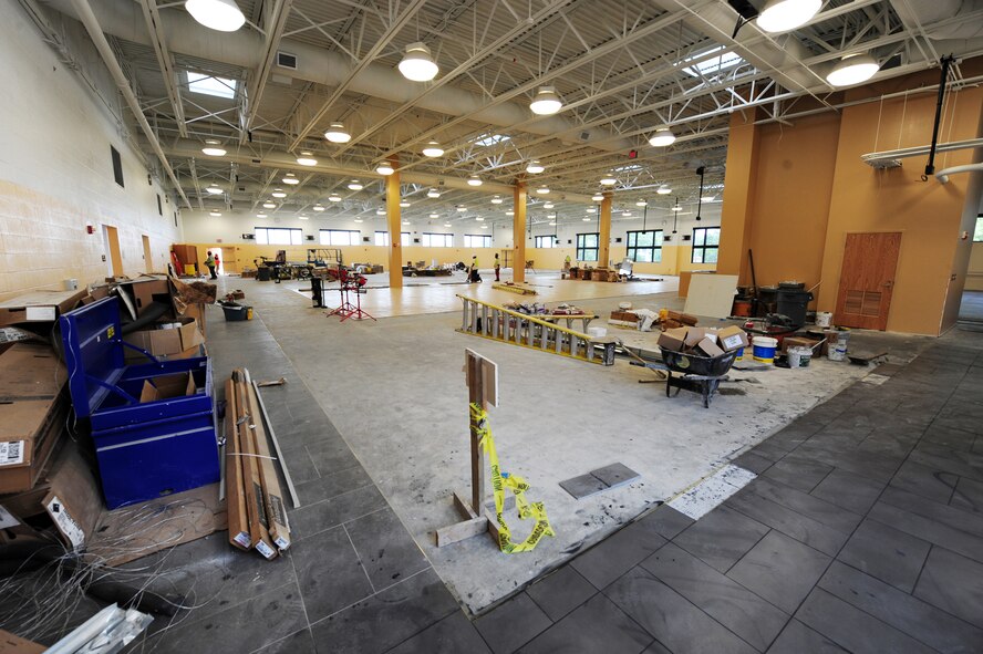 SHAW AIR FORCE BASE, S.C. -- Shown here is another view of the inside of the new fitness center annex here, June 22, 2011. The new exercise room boasts an extra 15,000 square feet to the current facility. It It is one of the 44 construction projects happening on base. There are approximately $251 million in contracts on the installation geared toward base improvements and quality of life. (U.S. Air Force photo by Airman 1st Class Neil D. Warner/ Released)