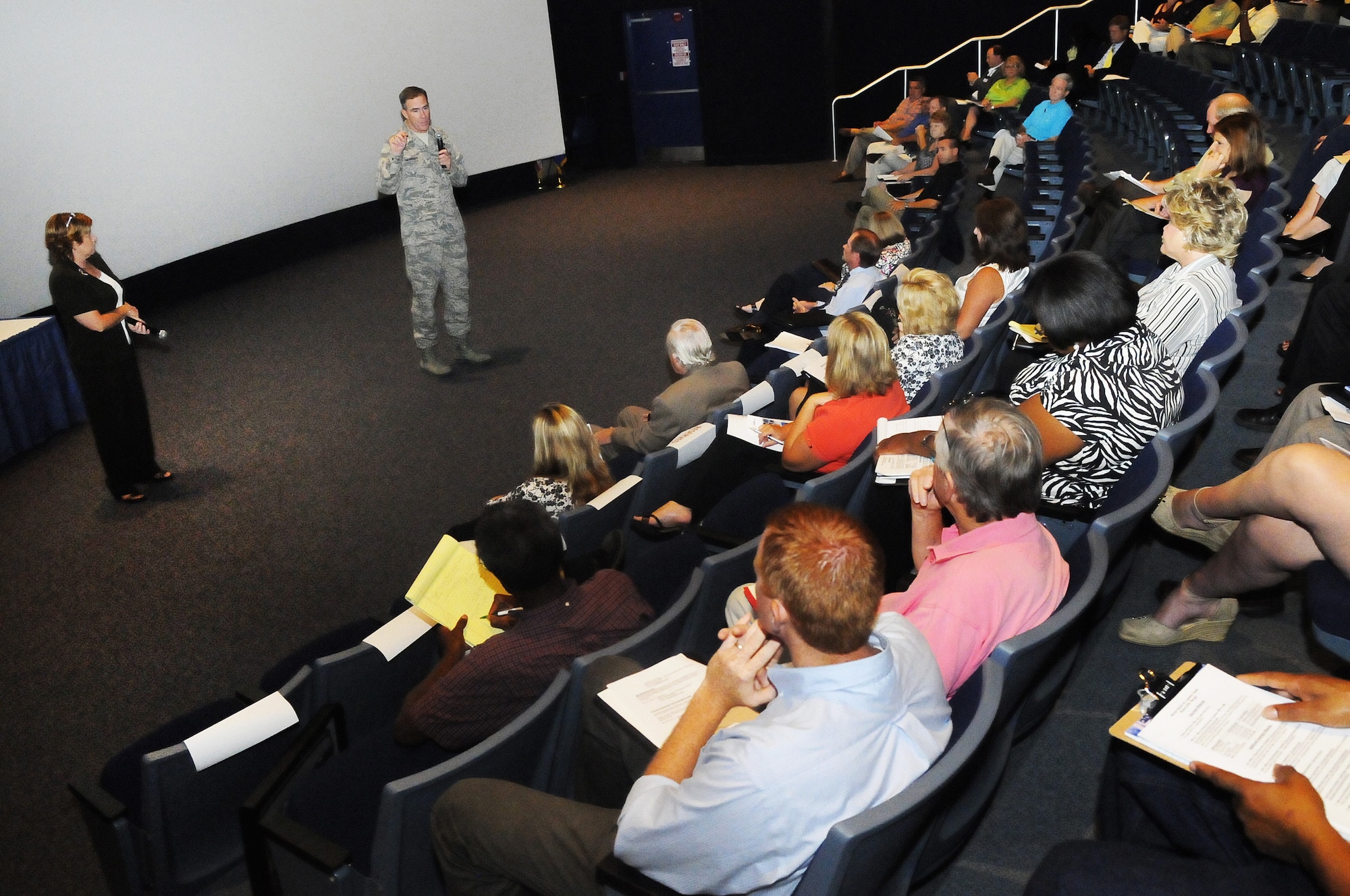 Attendees to the Small Business Outreach were informed of opportunities for their business and how to go about contracting for the government. Maj. Gen. Robert McMahon, Warner Robins Air Logistics Center commander kicked off the event. U. S. Air Force photo by Sue Sapp