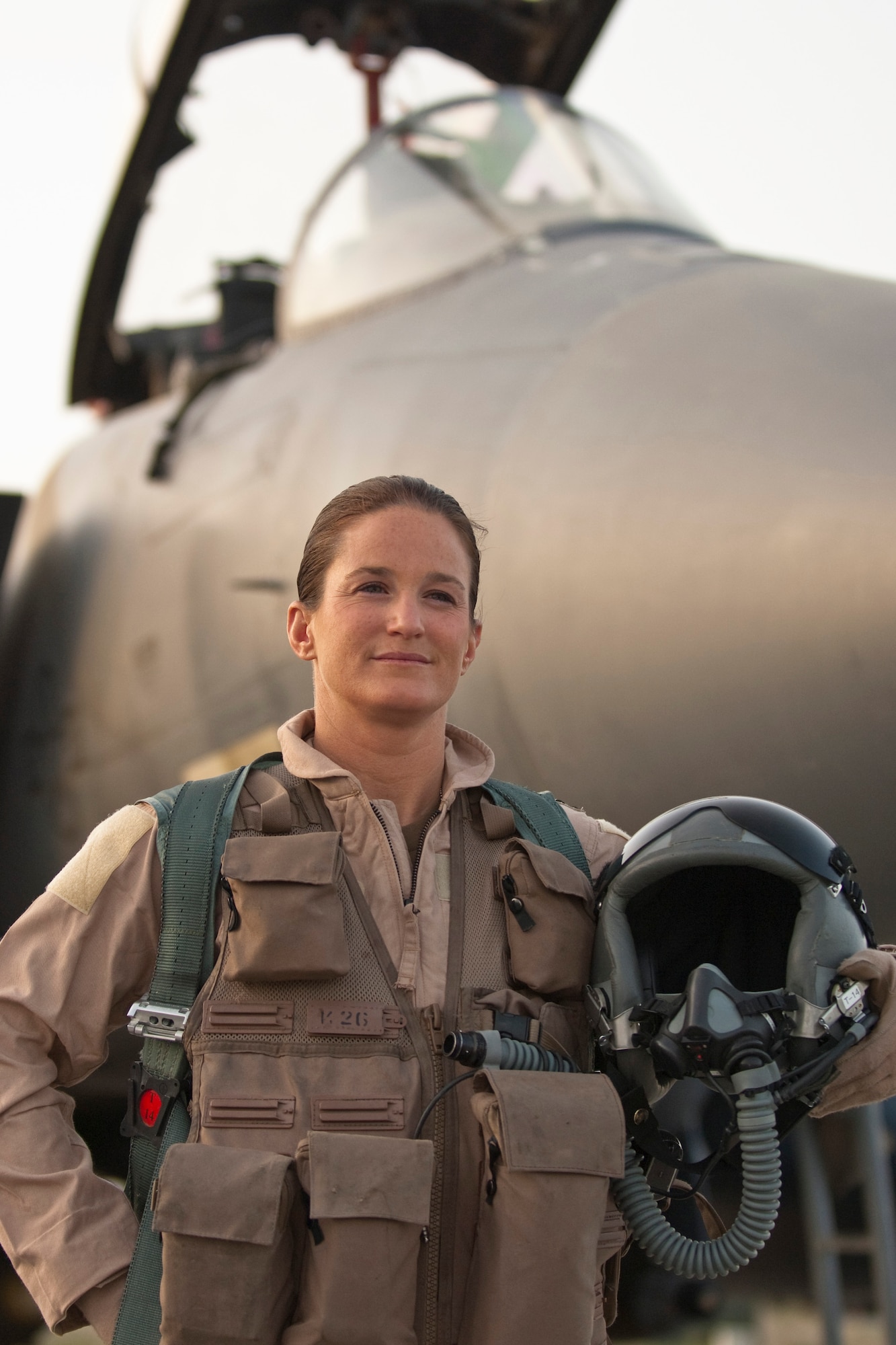BAGRAM AIRFIELD, Afghanistan -- Capt. Leigh “Breaker” Larkin, a weapons system officer from the 389th Fighter Squadron here, was recently named one of four Airmen to receive the 2010 Mackay Trophy for her part in a combat mission near Turkmenistan April 6, 2010. The award is administered by the United States National Aeronautic Association and is awarded yearly by the United States Air Force for the "most meritorious flight of the year" by an Air Force person, persons, or organization. (U.S. Air Force photo by Staff Sgt. Jorge Intriago)