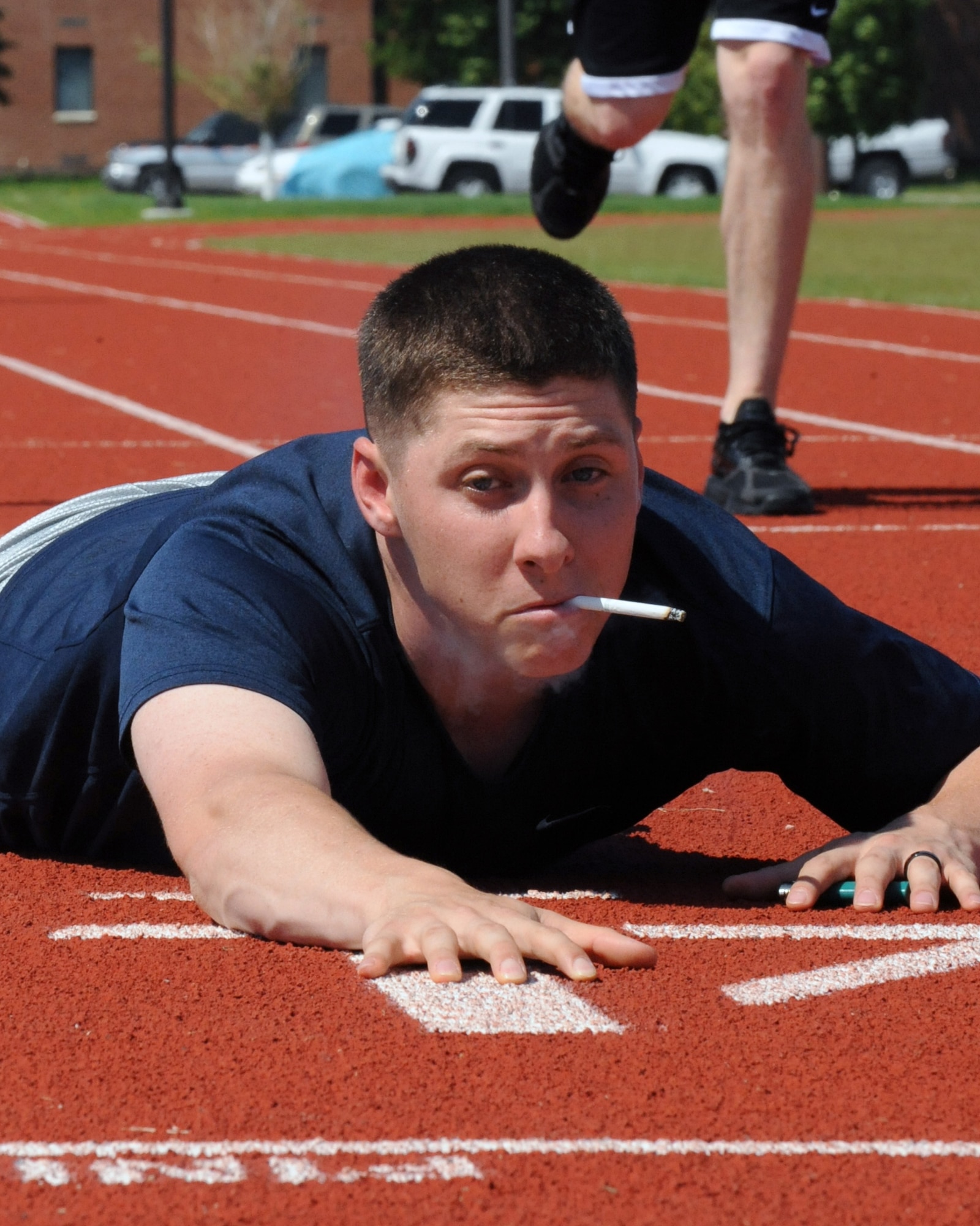 Research shows military personnel who smoke score lower on fitness tests; an average of 32–35 points lower than their nonsmoker counterparts. (U.S. Air Force photo/Tech. Sgt. Johnny Saldivar)