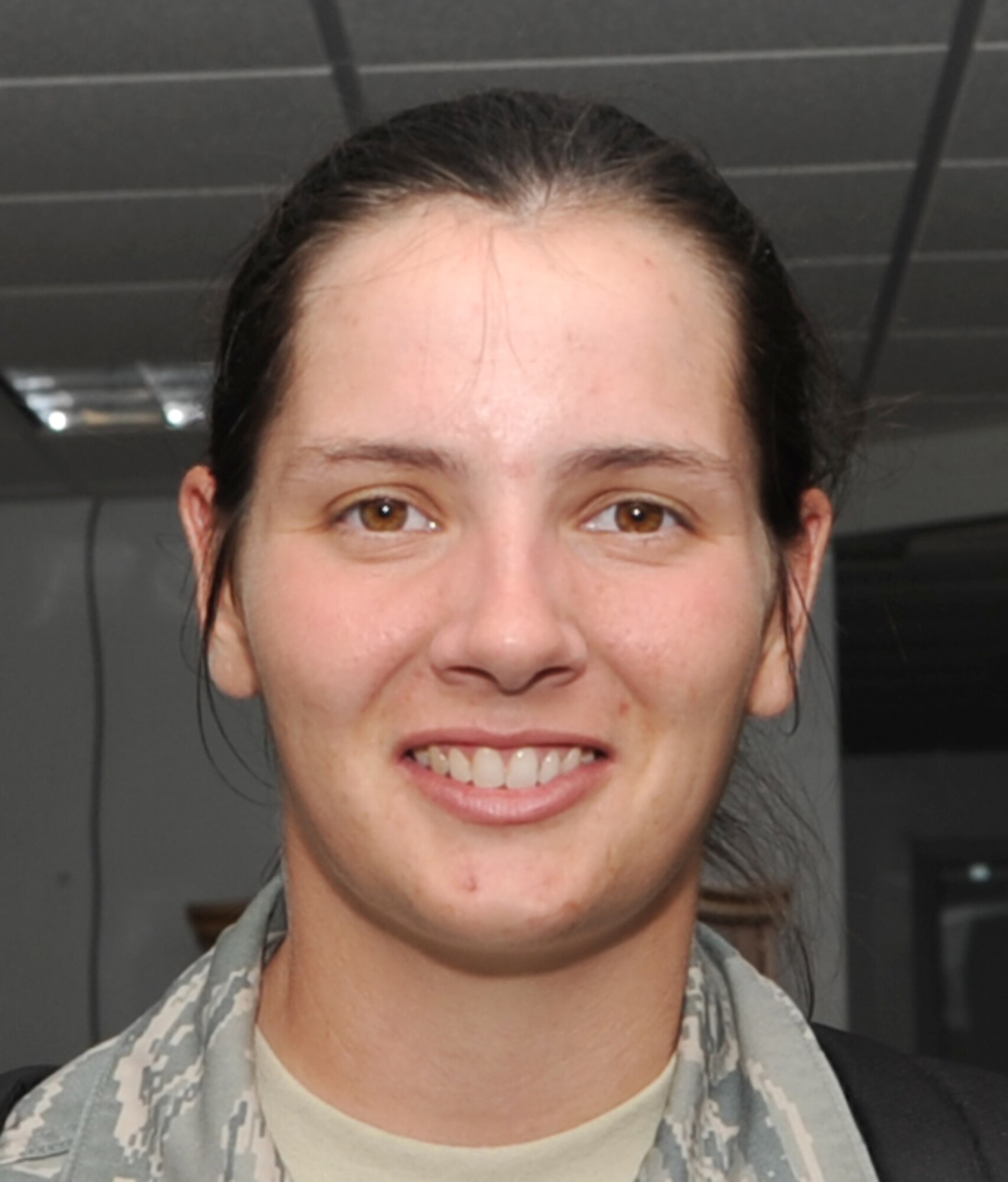 Airman 1st Class Michelle Thiberville graduated from the electronic principles course in the 335th Training Squadron with perfect scores. Airman Thiberville is headed to Sheppard Air Force Base, Texas, for further training. Airman Thiberville, from New Orleans, will train in the electronic warfare systems apprentice school.  (U.S. Air Force photo by Kemberly Groue)