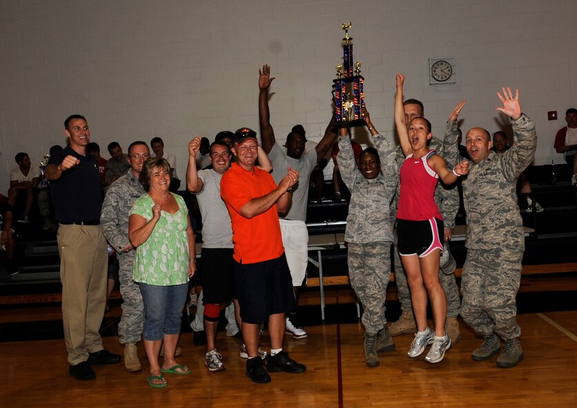 WHITEMAN AIR FORCE BASE, Mo. ? The 509th Force Support Squadron wins first place for the large squadron division with 717 total points during the Whiteman Squadron Games June 24. The games included different sports and participants received points for volunteering in the games. (U.S. Air Force photo by Senior Airman Alexandra M. Boutte) (RELEASED)
