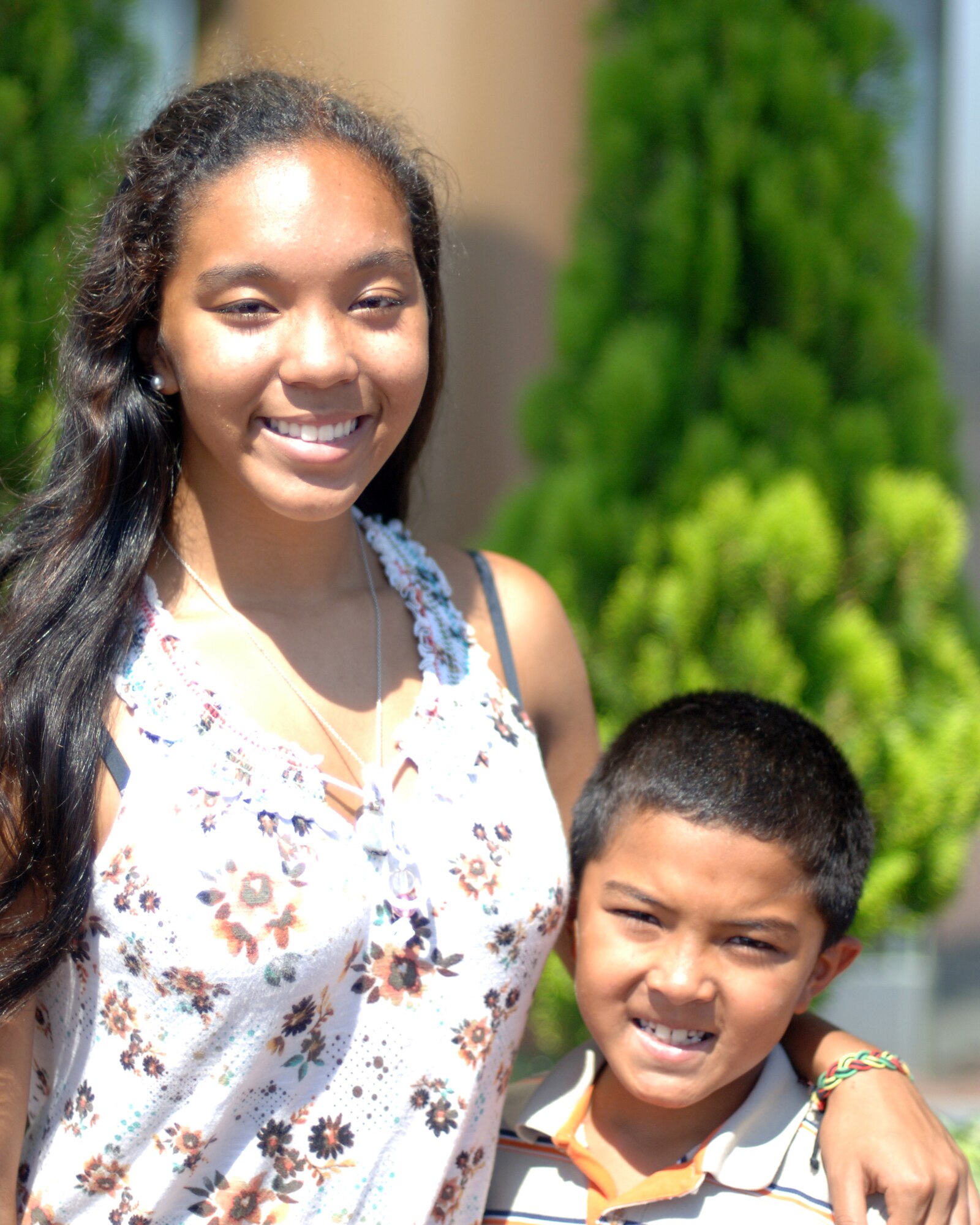 YOKOTA AIR BASE, Japan – (left to right) Kiyomi and Tyler Powell pose for a photo at Yokota Air Base, Japan, June 29, 2011. Kiyomi said Independence Day is “about celebrating America and our freedom.” Tyler said Independence Day is “about being able to see fireworks.” (U.S. Air Force photo/Airman 1st Class Katrina R. Menchaca)