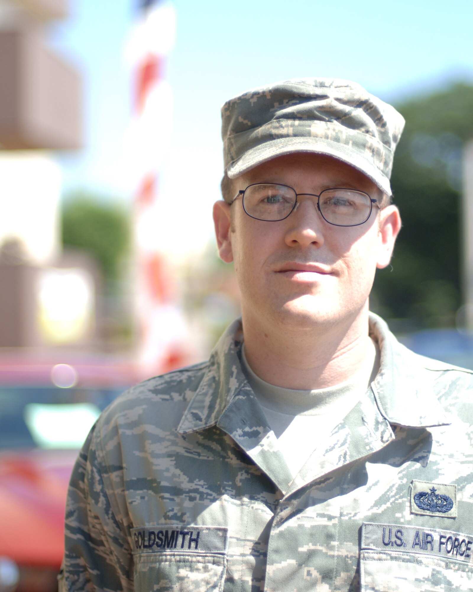 YOKOTA AIR BASE, Japan – Staff Sgt. Paul Goldsmith, 730th Air Mobility Squadron system administrator, poses for a photo at Yokota Air Base, Japan, June 29, 2011. “I view Independence Day as a symbol of our way of life in our country,” said Sergeant Goldsmith. “It’s a day to celebrate the freedoms that we have earned.”(U.S. Air Force photo/Airman 1st Class Katrina R. Menchaca)