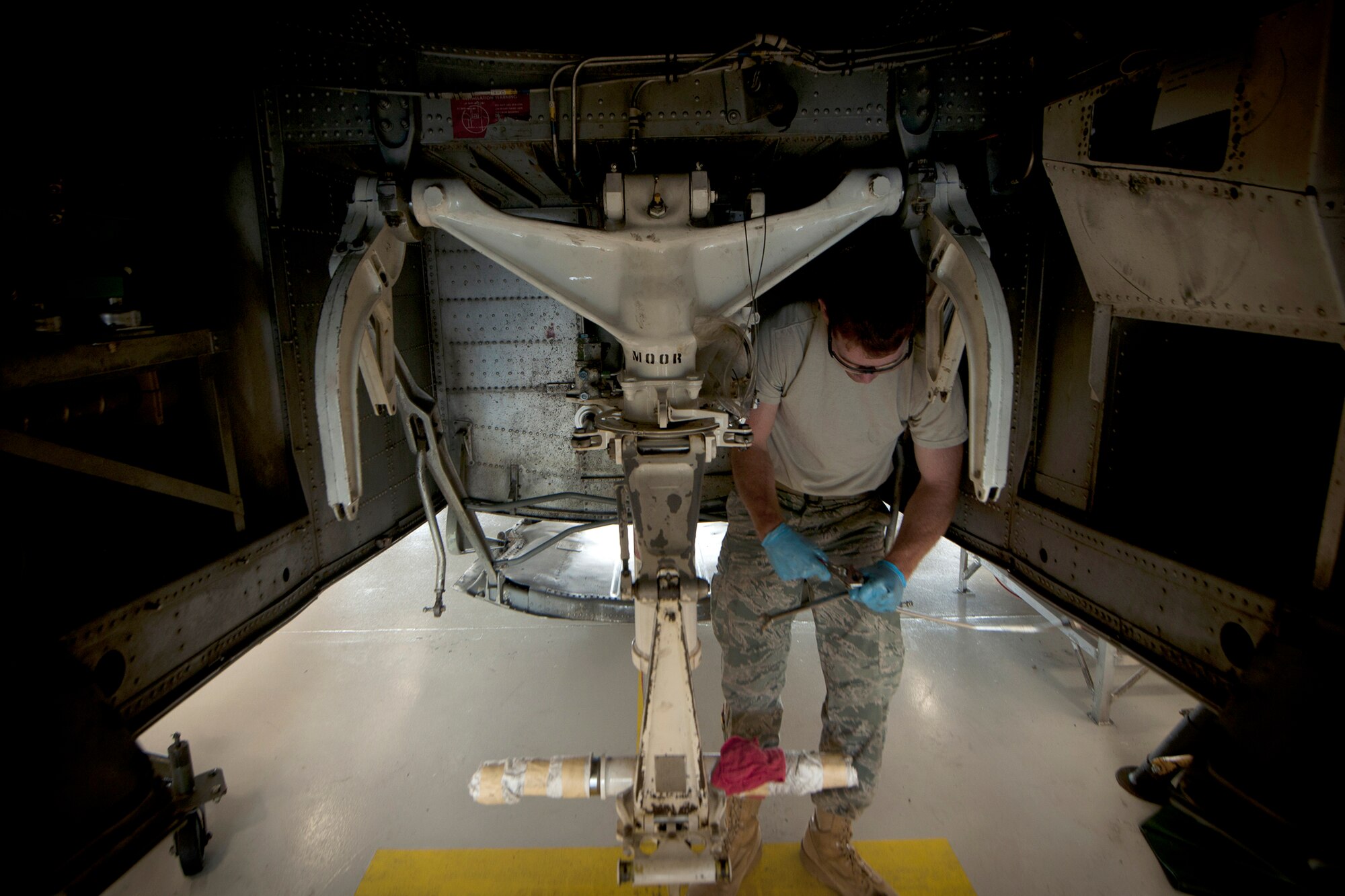 Airman David Johnson prepares to replace hydraulic filters June 20, 2011, during an HC-130P Combat King inspection at Moody Air Force Base, Ga. Airman Johnson is a hydraulics inspection specialist assigned to the 23rd Component Maintenance Squadron. (U.S. Air Force photo/Airman 1st Class Joshua Green)