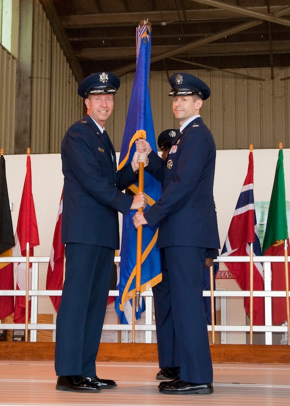 Col. Dieter Bareihs (right) takes command of the 80th Flying Training Wing from Maj. Gen. Mark Solo, 19th Air Force commander, in a change of command ceremony at Sheppard Air Force Base June 24, 2011. (U.S. Air Force Photo/Danny Webb)
