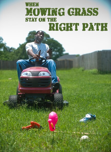 The power lawn mower is one of the most dangerous tools around the home. Each year, approximately 68,000 people are treated in emergency rooms due to injuries caused by power mowers. More than 9,000 of those people hurt were younger than 18. Lawn mower injuries include deep cuts, loss of fingers and toes, burns and eye injuries. During the Critical Days of Summer operate household equipment safely. (U.S. Air Force illustration by Airman 1st Class Joshua Green/Released)