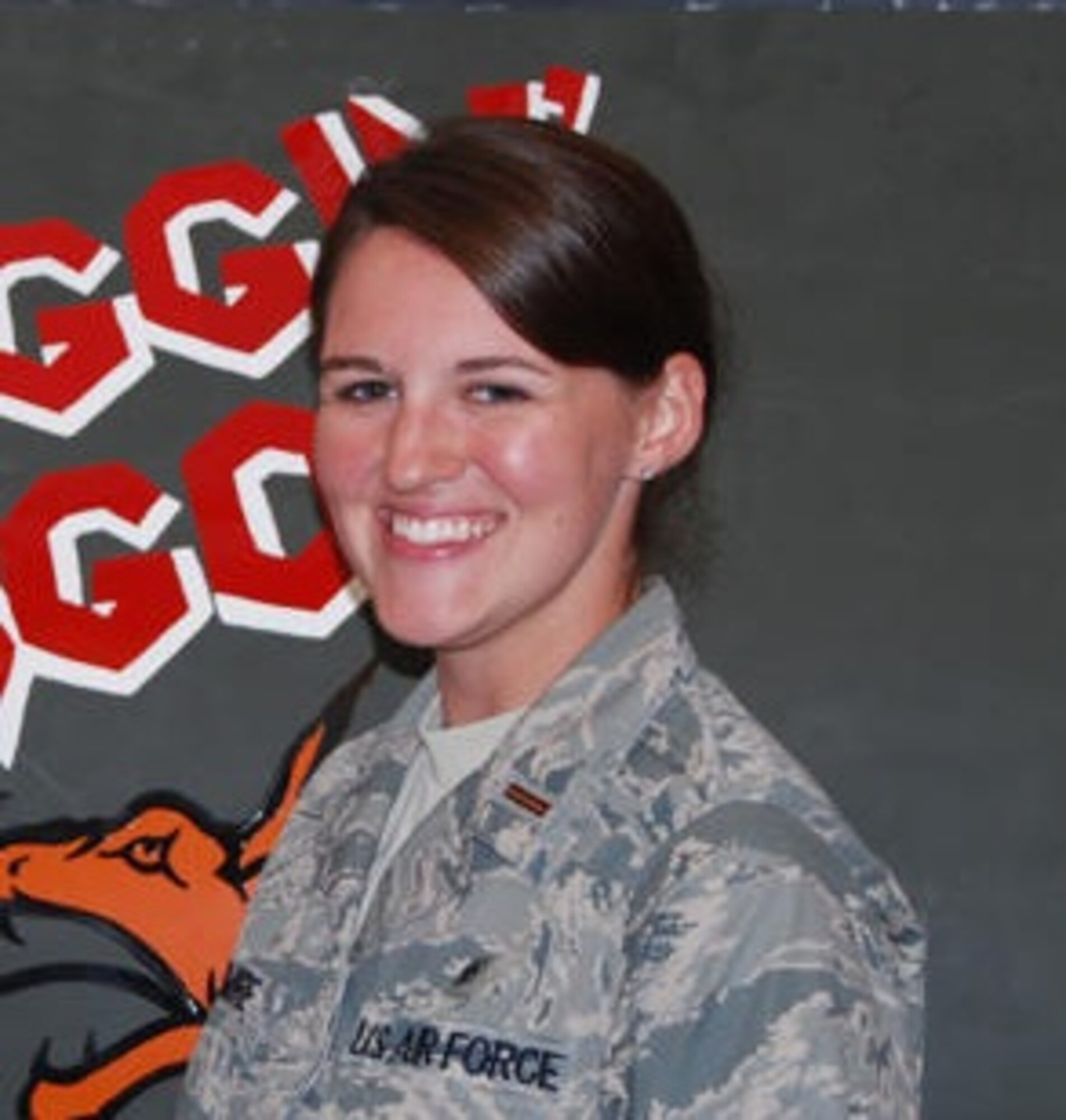 Second Lt. Rachel Fesmire recently saved a woman from a flaming vehicle. Lt. Fesmire credits her Air Force training in assisting her save the woman's life. (Courtesy photo)