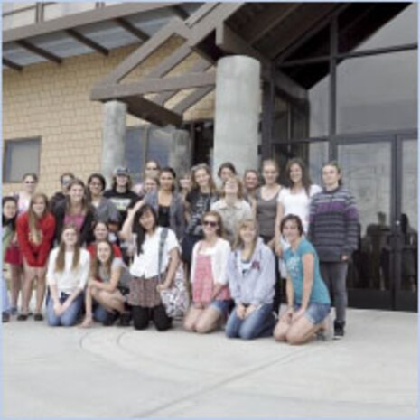 Students from the Hi GEAR camp pose during the tour of Hill Air Force Base engineering facilities for a photo June 16. (Photo by Anne Morrison)