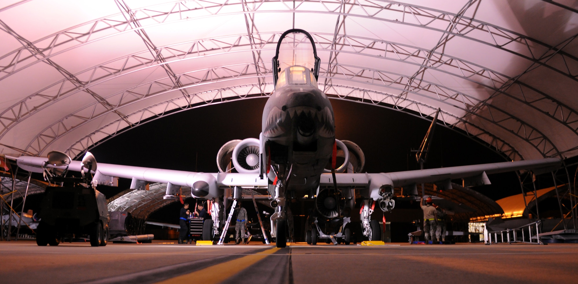 MOODY AIR FORCE BASE, Ga.-- An A-10C Thunderbolt II is taken apart during a recent inspection. All the aircraft’s components had to be inspected after the aircraft exceeded its gravitational force limit during flight. (U.S. Air Force photo/Airman 1st Class Benjamin Wiseman)(RELEASED)