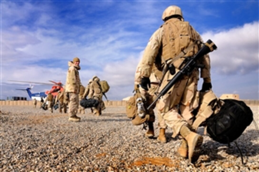 U.S. Navy Seabees begin their journey back to homeport in Deh Dadi Two, Afghanistan, Feb. 28, 2011. Naval Mobile Construction Battalion-40 will turn the camp over to U.S. Army and NATO forces as a major hub in the northern Afghanistan distribution network supply route. 