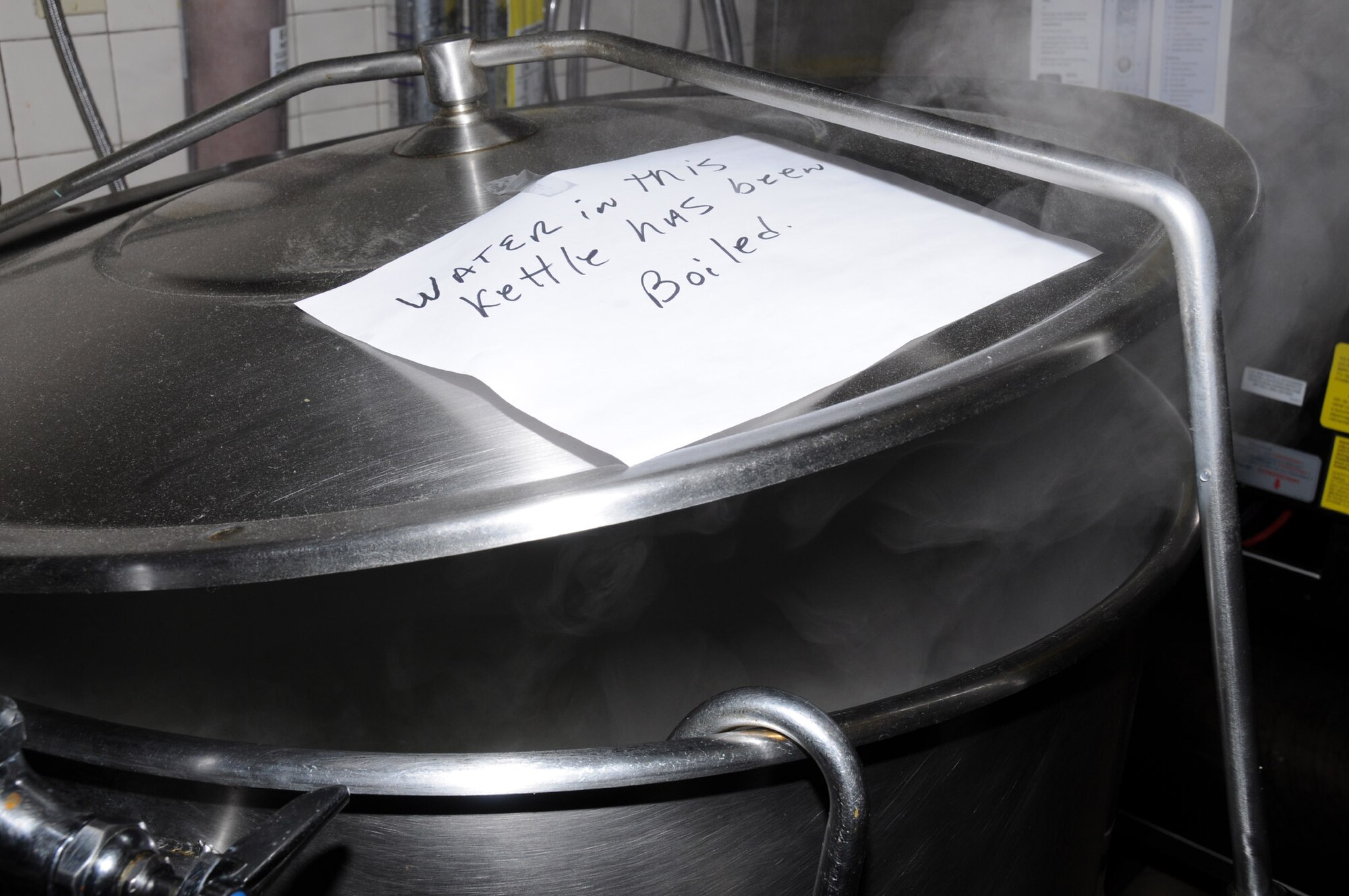 Azalea Dining Facility boils pots of water to use in the kitchen, Feb. 25. (U.S. Air Force photo by Kemberly Groue)