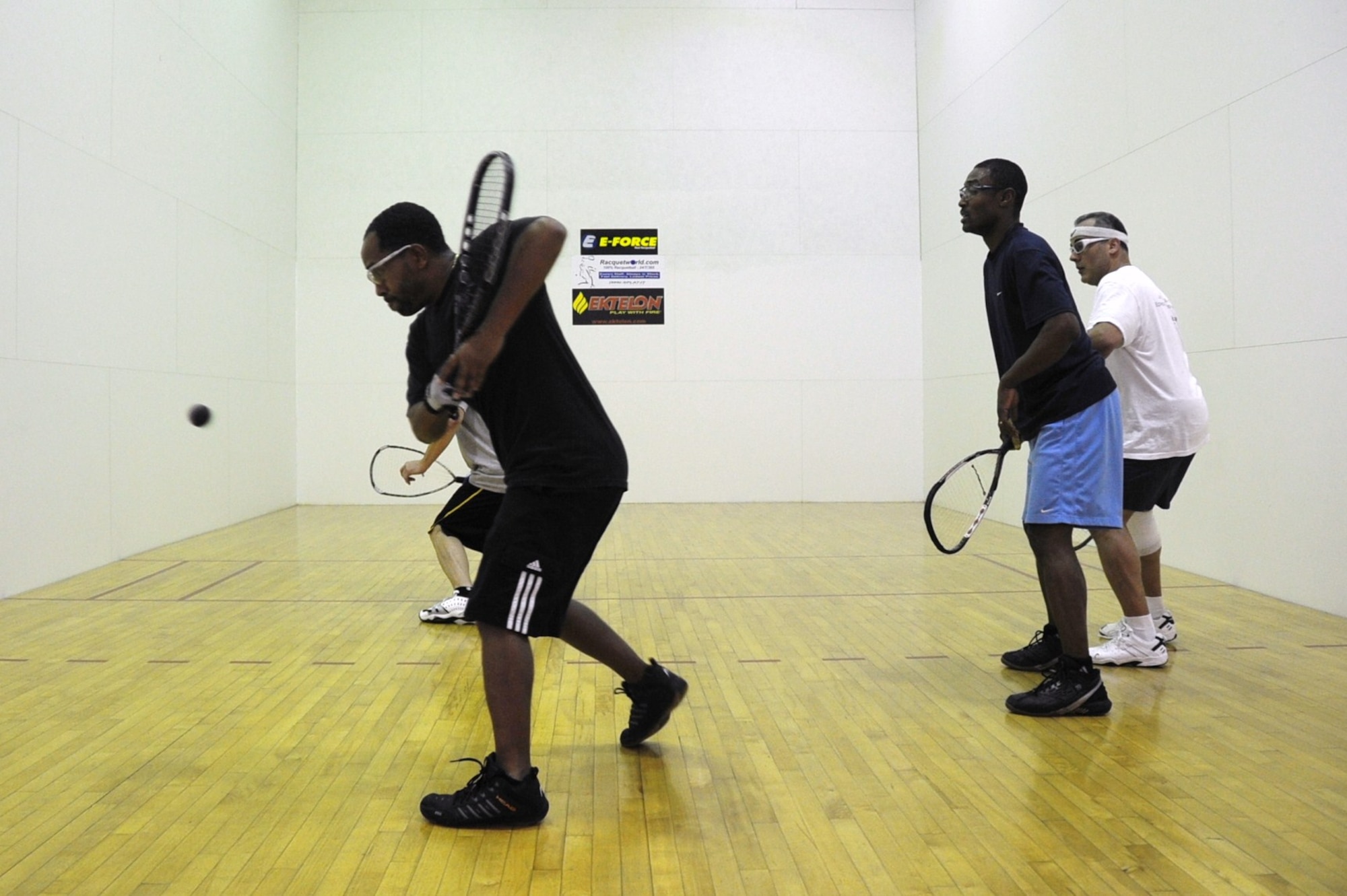 Joint Base McGuire-Dix-Lakehurst hosted the North East Regional Racquetball Tournament Feb. 26 and 27 at the McGuire Sports and Fitness Center. More than 60 participants from around the East Coast battled in singles and doubles matches to earn a trip to San Diego, Calif. to play in the All Military National Racquetball Championship. (U.S. Air Force photo/Airman 1st Class Bryan Swink)