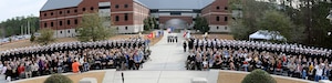 More than 400 Sailors fall into formation for the Navy Nuclear Power Training Command graduation ceremony at Joint Base Charleston-Weapons Station, Feb. 25.  (U.S. Navy photo/Machinist’s Mate 3rd Class Brannon Deugan)