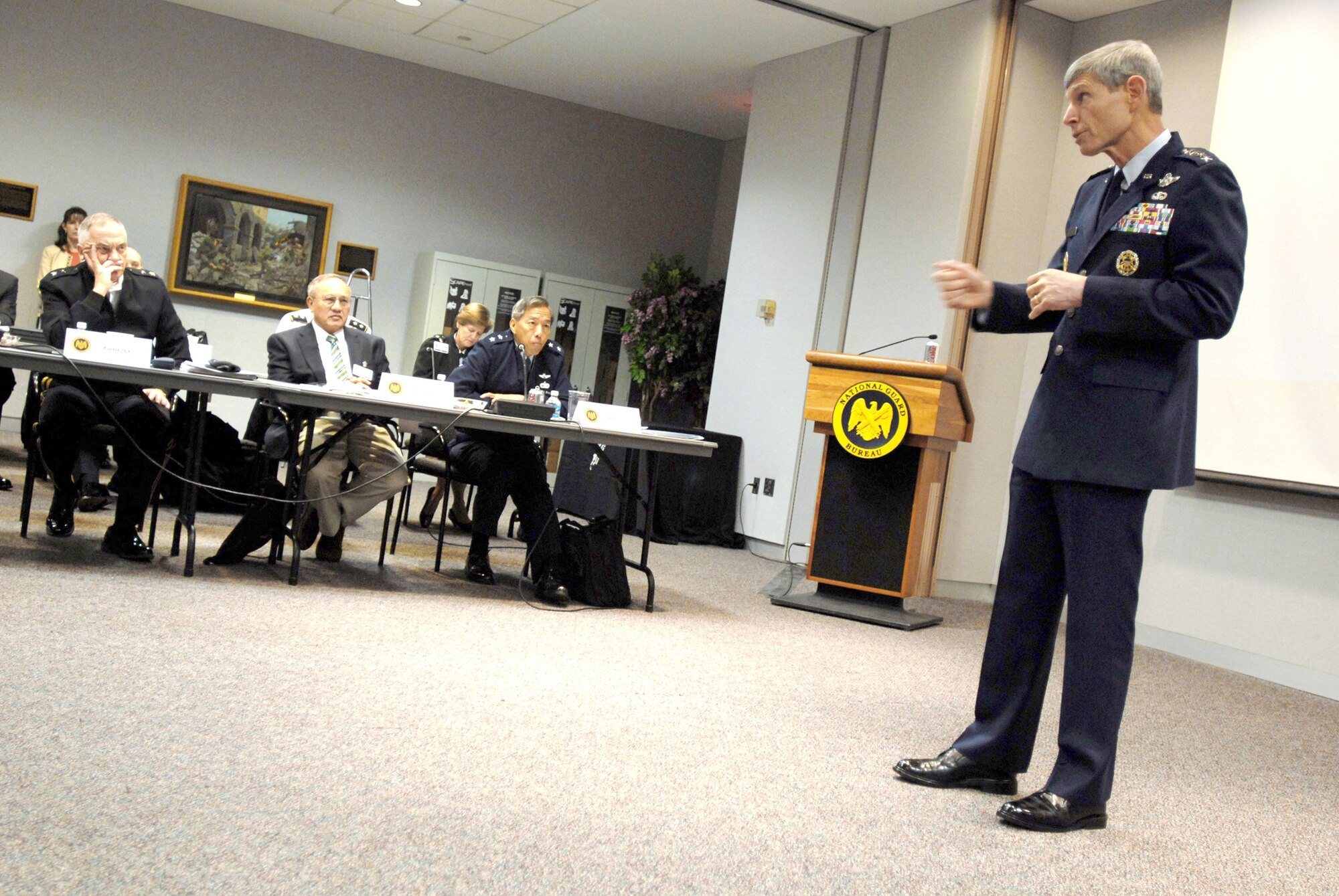 Air Force Chief of Staff Gen. Norton Schwartz addresses the National Guard's top officers and enlisted leaders Feb. 28, 2011, during the 2011 General Senior Leadership Conference at in Arlington, Va. (U.S. Army photo/Sgt. Darron Salzer)