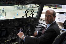 Jeffrey L. Bleich, the American Ambassador to Australia, enjoys a seat in a C-17 Globemaster III while visiting U.S. personnel participating in the 2011 Australian International Airshow in Geelong, Australia, March 2, 2011. The event is one of the largest airshows in the world. The U.S. and Australian alliance spans more than 60 years and provides an opportunity for U.S and senior military officials to engage with their Australian counterparts, and ultimately contribute toward interoperability between the forces. The C-17 crew is assigned to Joint Base Elmendorf-Richardson, Alaska. (U.S. Air Force photo/Master Sgt. Cohen A. Young)
