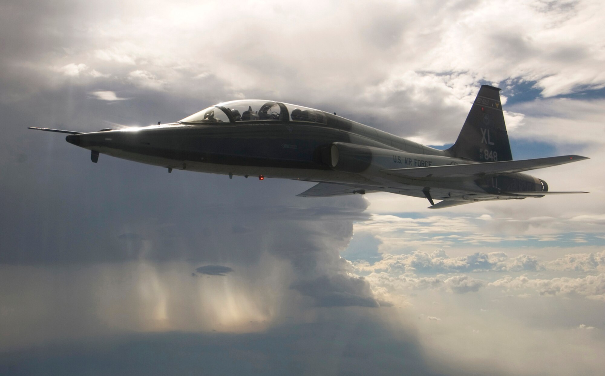 EMERGENCY IN THE TALON - With bad weather surrounding them, a T-38 instructor pilot and his student experienced a rapid decompression in the cockpit and had to make an emergency landing. (Photo by TSgt Matthew Hannen)
