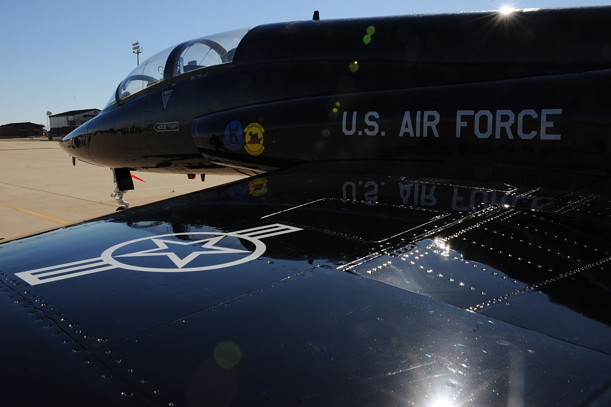 Firefighters use a T-38 Talon from Holloman Air Force Base, N.M., for extraction training at Langley AFB, Va., March, 3, 2011. Langley is currently preparing for the arrival of the new aircraft. (U.S. Air Force photo by Senior Airman Brian Ybarbo/Released)
