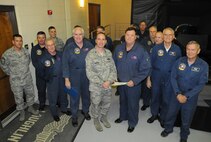 LAUGHLIN AIR FORCE BASE, Texas – Randy Sheppard, 47th Operations Group, poses with Col. Thomas Murphy, 47th Flying Training Wing vice commander, and fellow members of his unit after being awarded the XLer of the Week award March 2. The XLer is a weekly award chosen by wing leadership and given to those who consistently make outstanding contributions to Laughlin and their unit. (U.S. Air Force photo by Airman 1st Class Blake Mize)