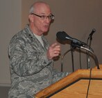 LAUGHLIN AIR FORCE BASE, Texas – Chaplain (Maj. Gen.) Cecil Richardson, Air Force chief of chaplains, speaks at Laughlin’s National Prayer luncheon March 2. The theme of the luncheon was ‘Courage in Trouble’ and Chaplain Richardson spoke about how to be strong while enduring tough situations. More than 150 Laughlin members attended the luncheon. (U.S. Air Force photo by Joel Langton)