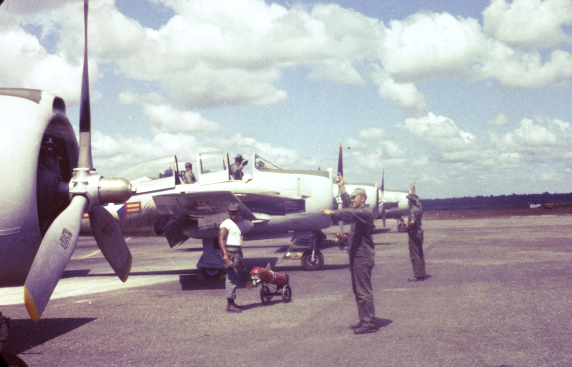 U.S. Air Force Airmen train South Vietnam pilots, Bien Hoa Air Base, 1961. (U.S. Air Force photo).