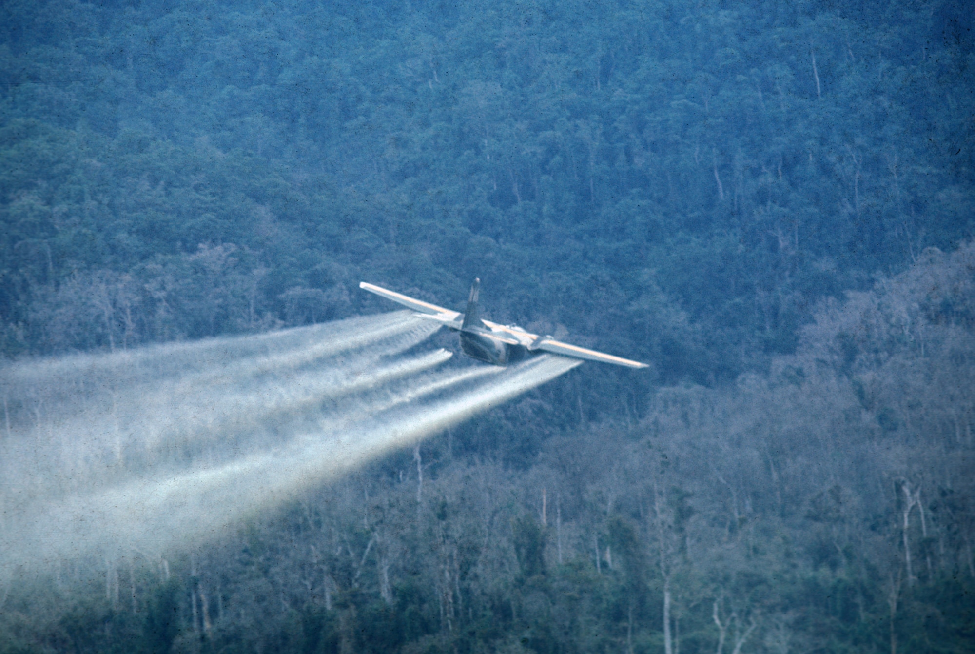 U.S. Air Force aircraft spraying defoliant. (U.S. Air Force photo).