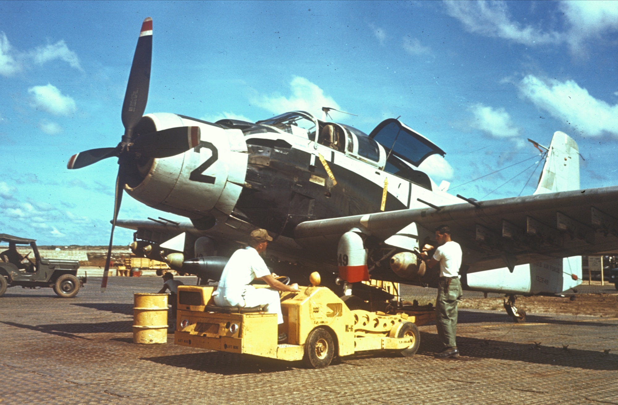 At first, the U.S. Air Force sent propeller-driven attack aircraft to aid South Vietnam. (U.S. Air Force photo).
