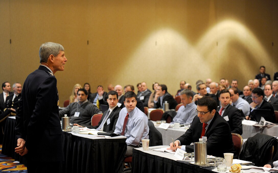 Air Force Chief of Staff Gen. Norton Schwartz speaks to attendees at the 2011 Defense Programs Conference in Arlington, Va., on March 2, 2011.  General Schwartz said efficiency, agility and responsiveness are required during today's fiscally challenging times.  (U.S. Air Force photo/Scott M. Ash)