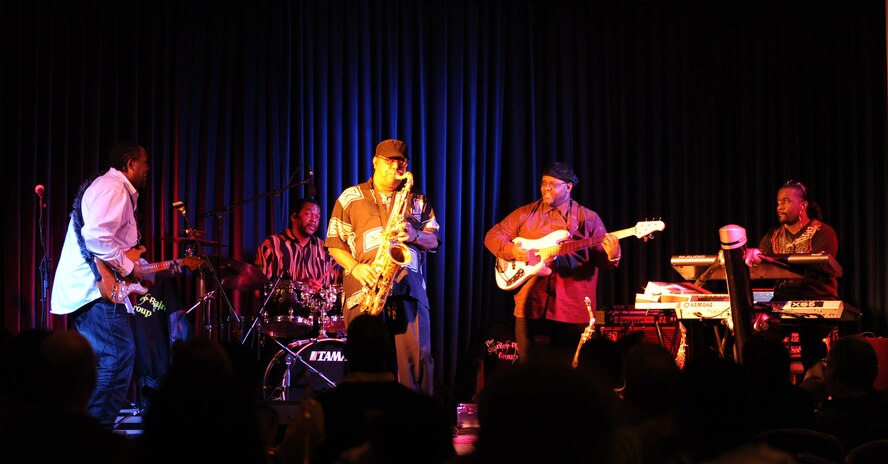 The Stanley Baird Group, a jazz band, performs a concert Feb. 19, 2011, at Incirlik Air Base, Turkey. The band performed for two hours to boost the morale of Airmen stationed at the base and is one of several entertainment groups chosen by Armed Forces Entertainment to entertain service members stationed overseas.  (U.S. Air Force photo by Technical Sgt. Valda Wilson/Released)
