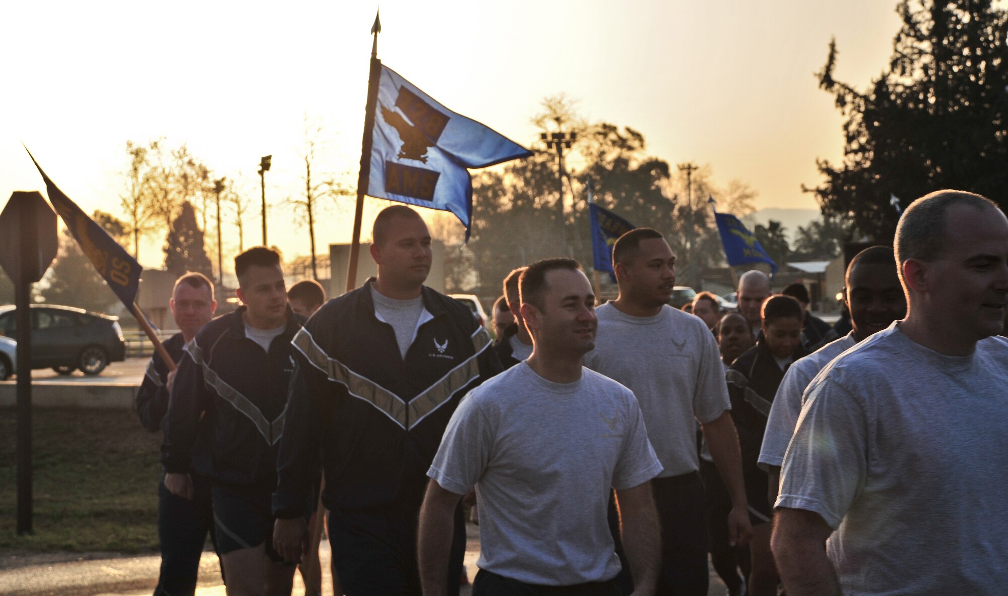 Airmen from the 39th Air Base Wing participate in a wing run Feb. 24, 2011, at Incirlik Air Base, Turkey. The run was intended to boost morale and build camaraderie between the Airmen and was held in conjunction with resiliency training during Winter Wingman Day 2011.  (U.S. Air Force photo by Staff Sgt. Alex Montes/Released)