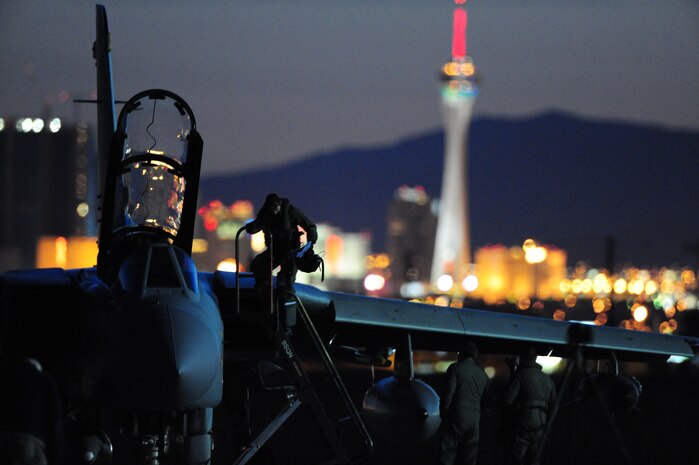 NELLIS AIR FORCE BASE, Nev. --  Royal Air Force Flight Lt. Sasha Sheard, No. 9 Squadron pilot, checks the functions on her Tornado GR4 during Red Flag 11-3, March 3.  Red Flag is a realistic combat training exercise involving the air forces of the United States and its allies.  The exercise is hosted north of Las Vegas on the Nevada Test and Training Range.   (U.S. Air Force Photo by Staff Sgt. William P. Coleman)