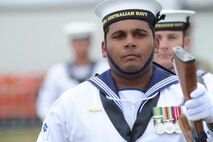 A Sailor with the Royal Australian Navy participates in the 2011 Avalon International Airshow in Geelong, Australia, March 4, 2011. The event is one of the largest airshows in the world. Several U.S. Air Force aircraft were displayed at the event including the B-1B Lancer, the C-17 Globemaster III, the F-22 Raptor and the C-130J Hercules. The airshow serves as an opportunity for U.S and senior military officials to engage with their Australian counterparts, and ultimately contribute toward interoperability between the forces.  (U.S. Air Force photo/Master Sgt. Cohen A. Young)