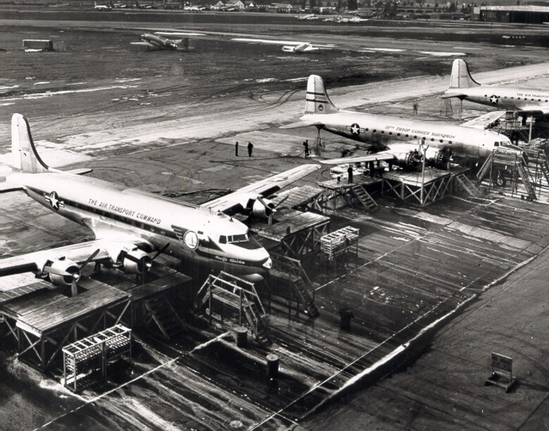 Around the clock maintenance of planes during the Berlin Airlift
