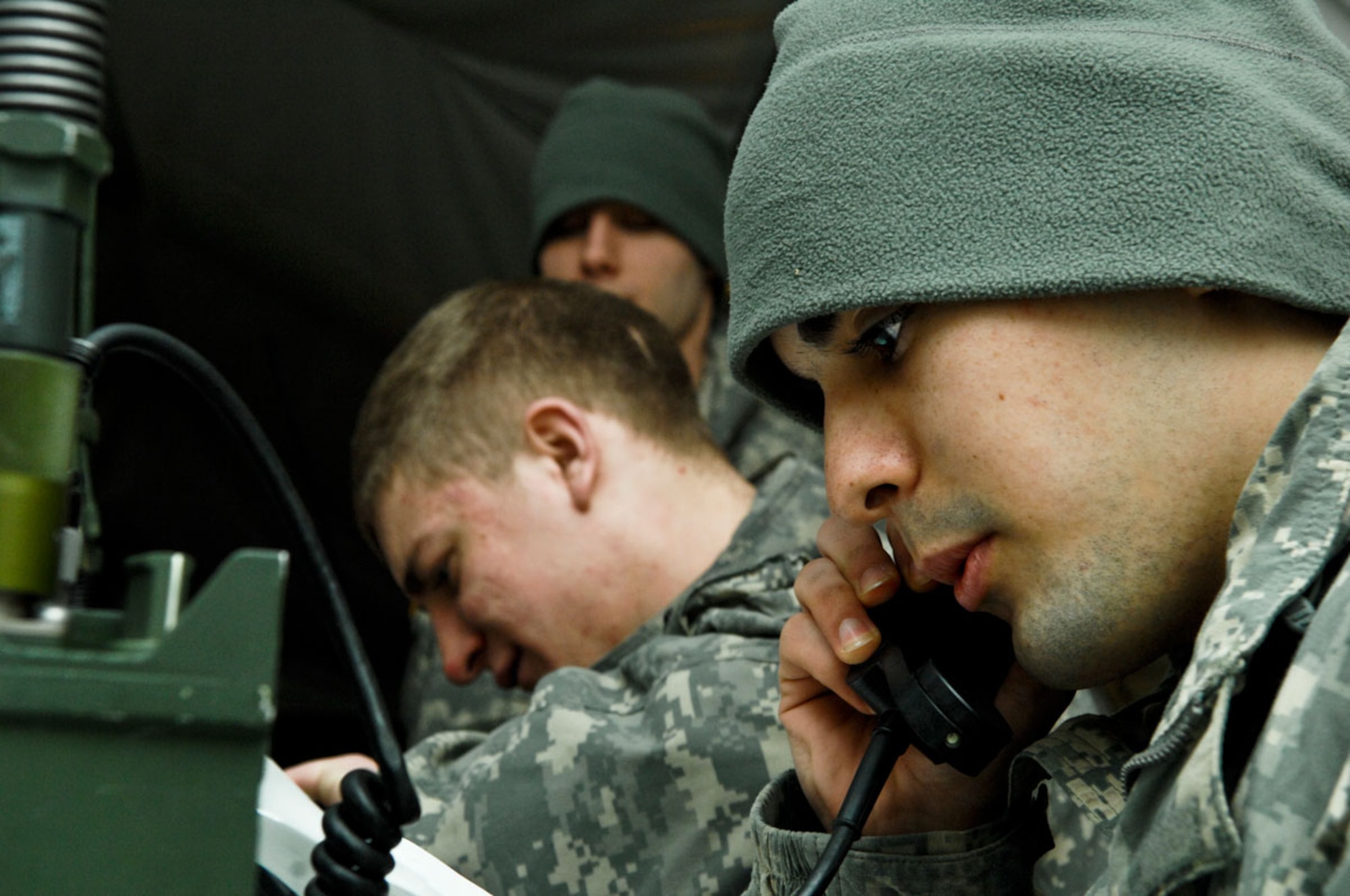 Pfc. Bahram Sorkhe simulates delivering a salute report to higher headquarters. Sorkhe and other members of Company A, 1st Battalion, 501st Infantry Regiment (Airborne), 4th Brigade Combat Team (Airborne), 25th Infantry Division trained Feb. 22 through the 24 for their Expert Infantry Badge. (U.S. Air Force photo/Airman 1st Class Jack Sanders)