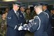 Members of Tinker’s Honor Guard volunteered to demonstrate a flag folding ceremony Jan. 18 for the Civil Air Patrol, Flying Castle Composite Squadron cadets and senior members. Folding the flag are, from left, Airman 1st Class Adam Wilkins, 552nd Maintenance Squadron; Airman 1st Class Hikeen Carr, 72nd Security Forces Squadron; Senior Airman Dustin Cochran, 72nd Comptroller Squadron; and Airman 1st Class Jhumil Esposo, 963rd Airborne Air Control Squadron. (Air Force photo by Kathy E. Paine)