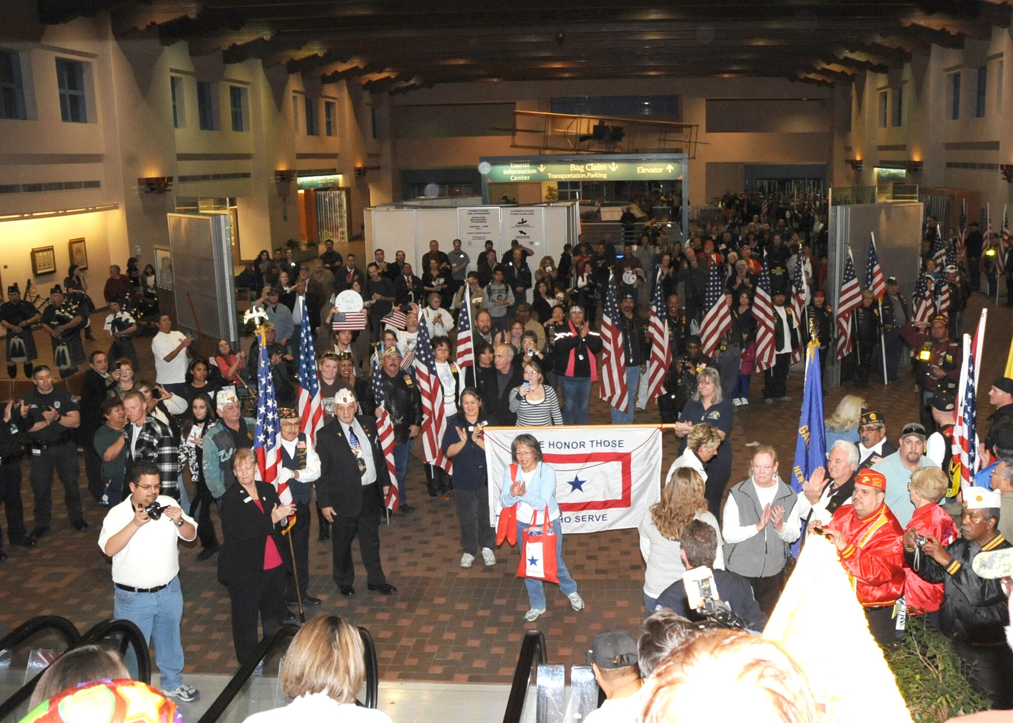 Wounded warrior returns home.
Marine Lance Cpl. Ivan Sears was greeted by more than 400 people at the Albuquerque Sunport when he returned home to New Mexico Feb. 20.

Lance Cpl. Sears lost both legs above the knee last Oct. in an improvised explosive device explosion while on patrol in Afghanistan. 

He has spent the last five months recuperating and rehabilitating at the San Antonio Military Medical Center in Texas. 

Lance Cpl. Sears will return to the San Antonio Military Medical Center at the conclusion of his visit home. 

He will continue his rehabilitation and also be fitted for new prosthetic legs.
