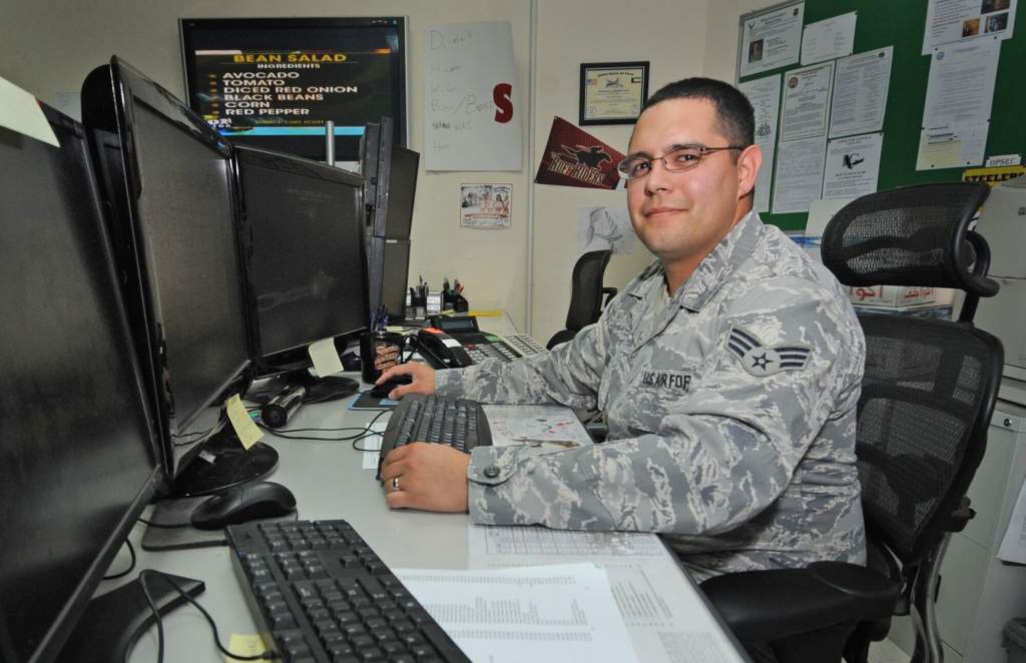 Senior Airman Andrew Mcleod is deployed from the 317th Maintenance Operations Squadron at Dyess Air Force Base, Texas. (Courtesy photo)