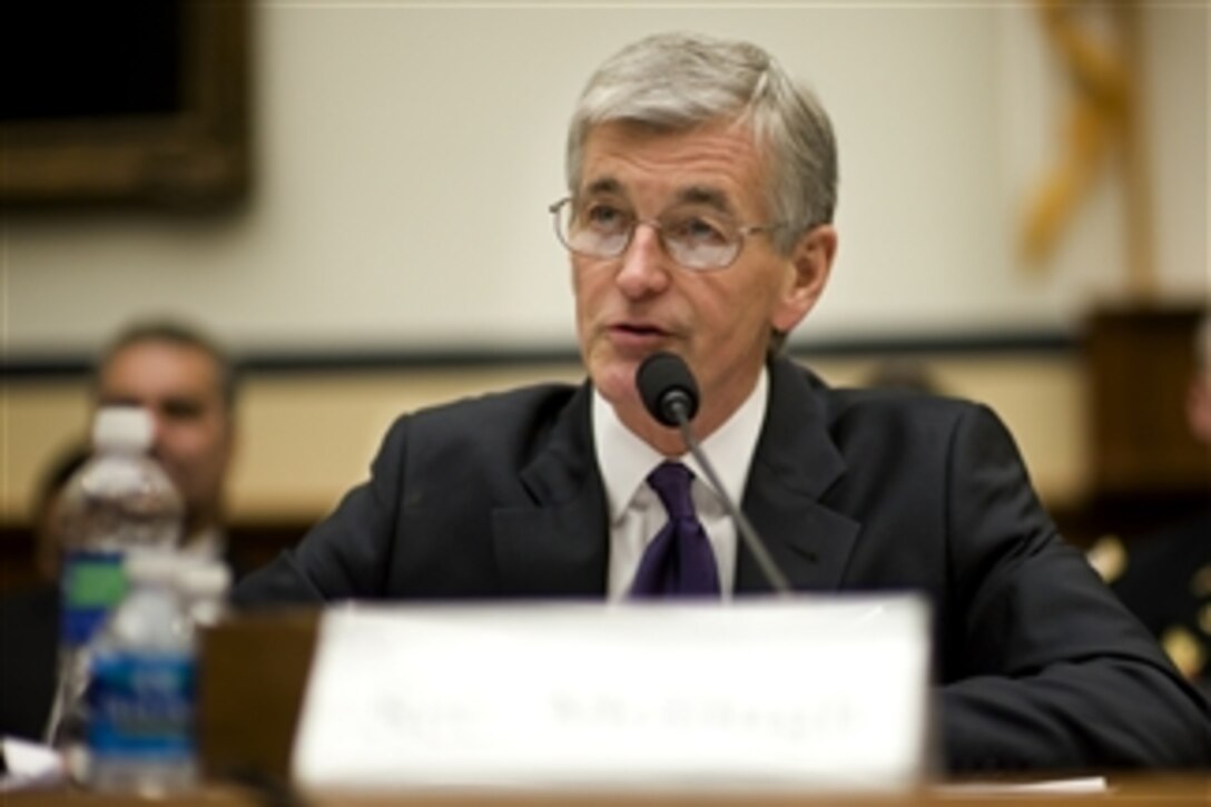 Secretary of the Army John McHugh testifies during a House Armed Services Committee hearing in Washington, D.C., on March 2, 2011.  The committee is hearing testimony on the FY2012 budget request from the Department of the Army.  