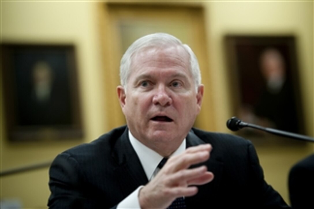 Secretary of Defense Robert M. Gates testifies at a hearing of the House Appropriations Committee on the fiscal 2012 budget at the Rayburn House Office Building in Washington, D.C., on March 3, 2011.  